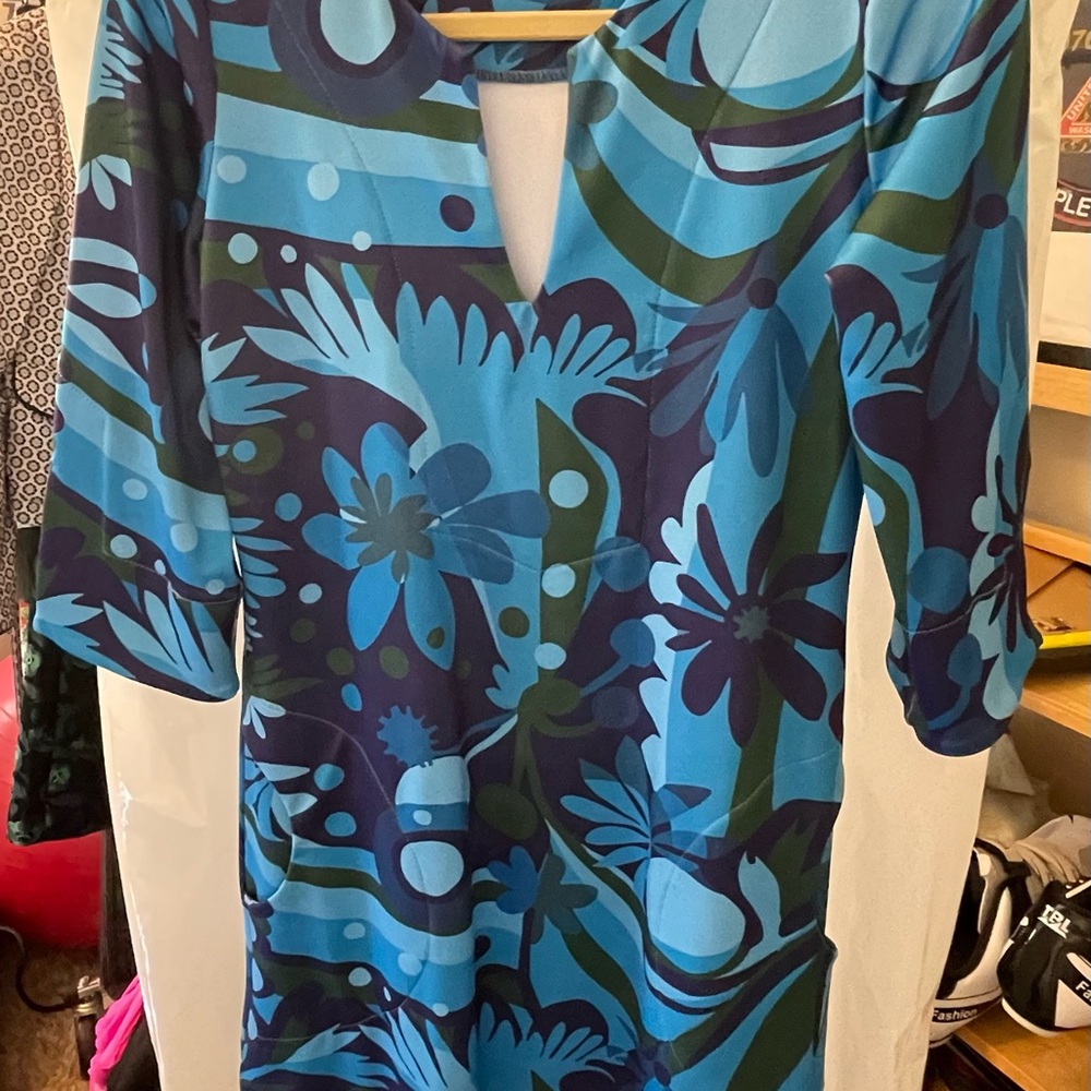 Floral Blue and Green Dress